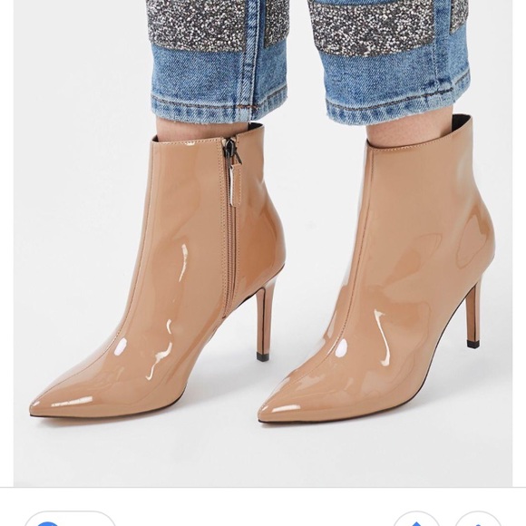 nude patent booties